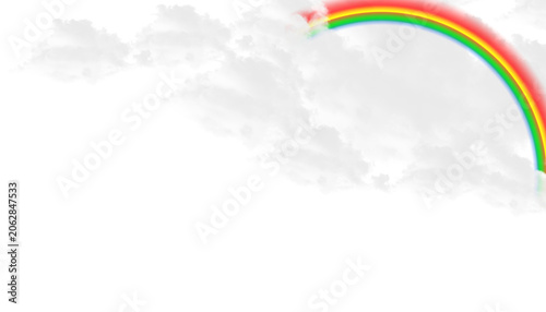 Colorful Rainbow Arc with Soft Clouds Isolated on Transparent Background