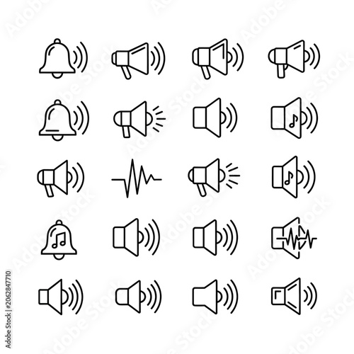 Collection of sound icons and symbols.