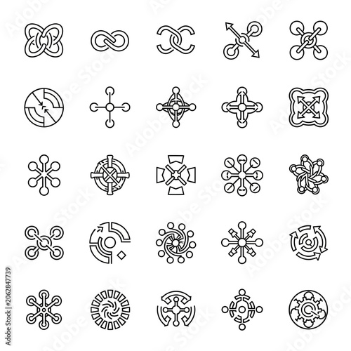 Collection of various abstract geometric symbols.