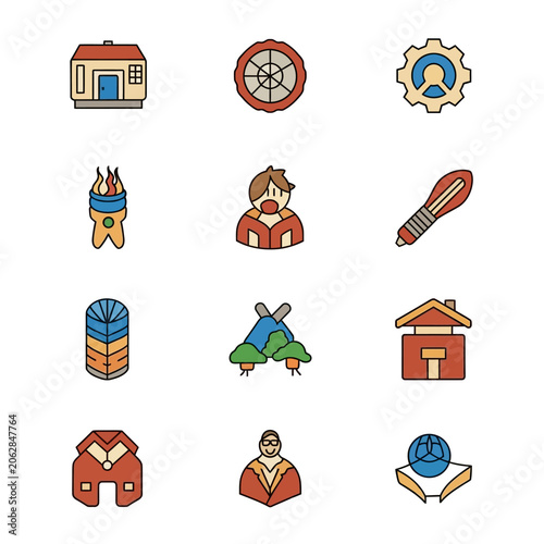 Collection of various colorful icons.