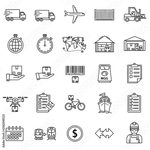 Logistics and transportation icons set.