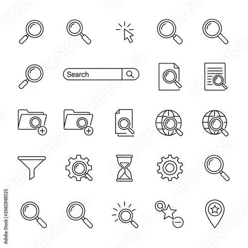 Magnifying glass icons for search.