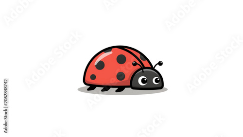 Cuadro en lienzo Cute cartoon ladybug crawling on clean surface