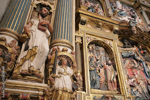 baroque altarpiece in a chapel in a gothic cathedral in burgos in spain 