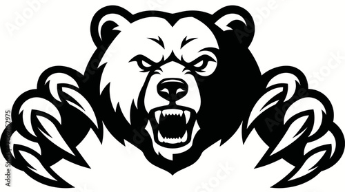 Cuadro en lienzo angry bear head with sharp claws.