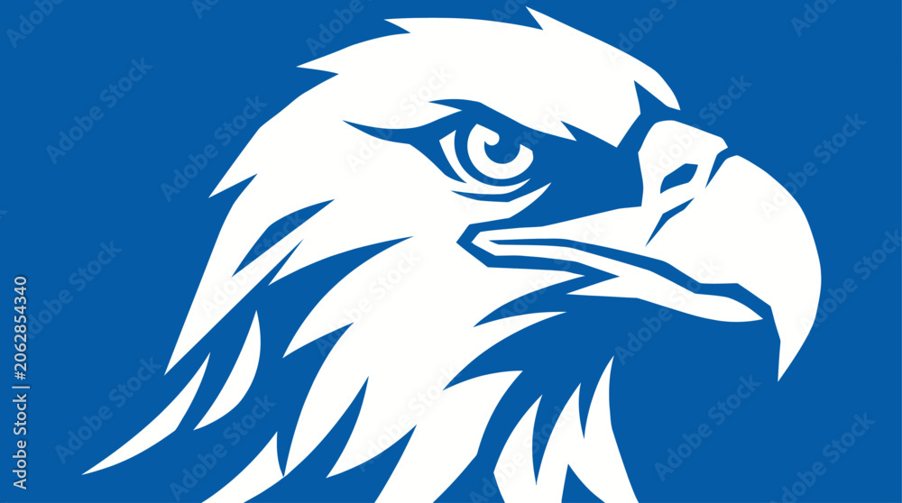 Fototapeta premium Graphic illustration of eagle head profile.