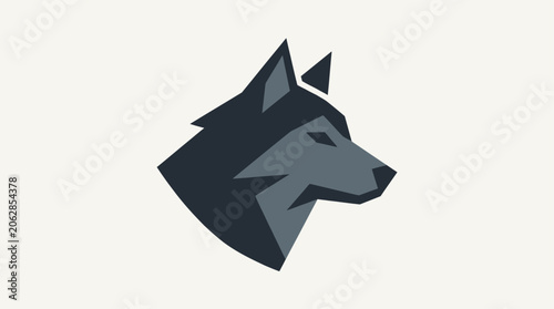Tableau sur toile Geometric wolf head illustration in dark colors.