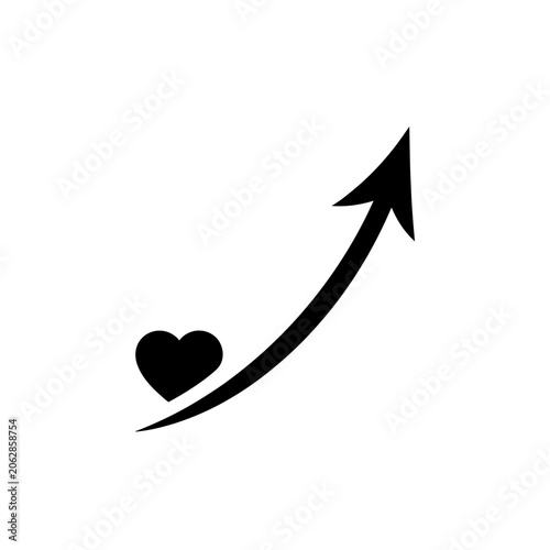 Black heart with upward arrow symbol.