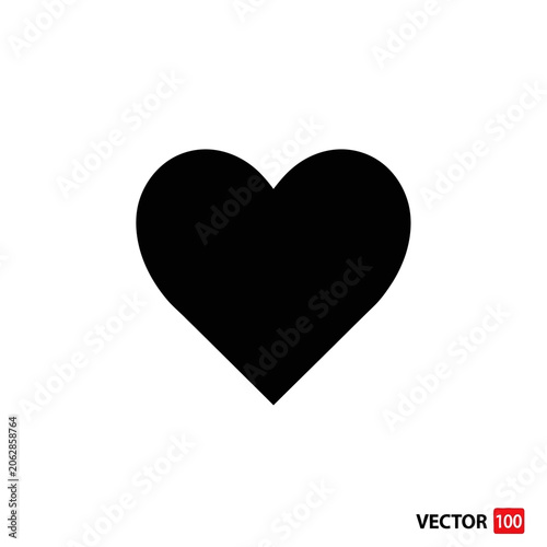 Black heart shape symbol icon.