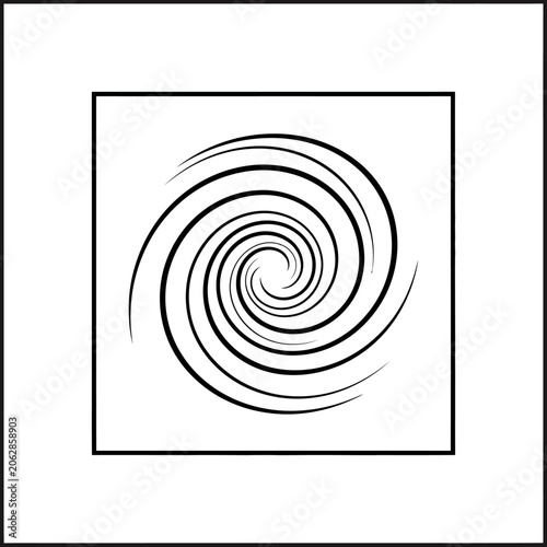 Black and white spiral design element.