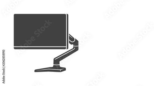 Computer monitor on adjustable arm stand simple flat design