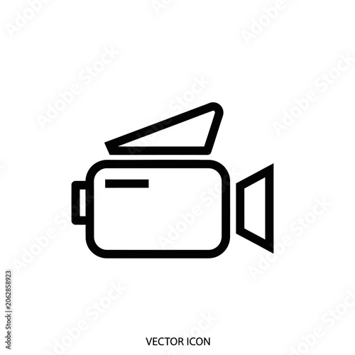 Black and white video camera icon.