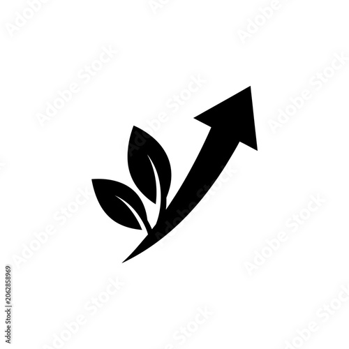 Black arrow with leafy sprout growth.