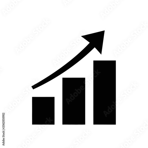Black bar chart with rising arrow.