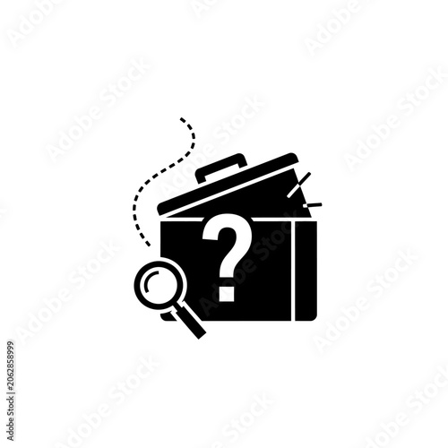 Black briefcase with question mark symbol.