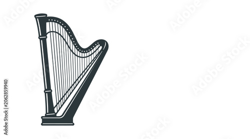 Elegant musical instrument with many strings for melodic sound