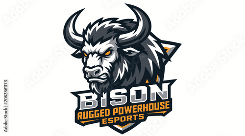 Tableau sur toile Bison head logo with horns.