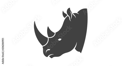 Bild auf Leinwand Minimalist black rhinoceros head icon on white background