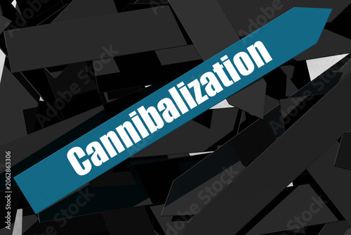 Quadro su tela Cannibalization word on the blue arrow