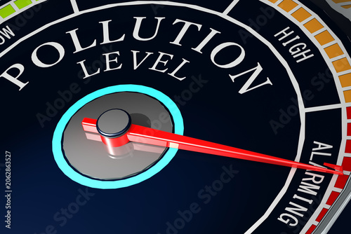 Fotografie High pollution concept with indicator pointing to alarming