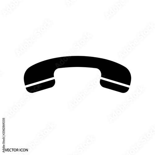 Canvastavla Black Telephone Receiver Icon Graphic.