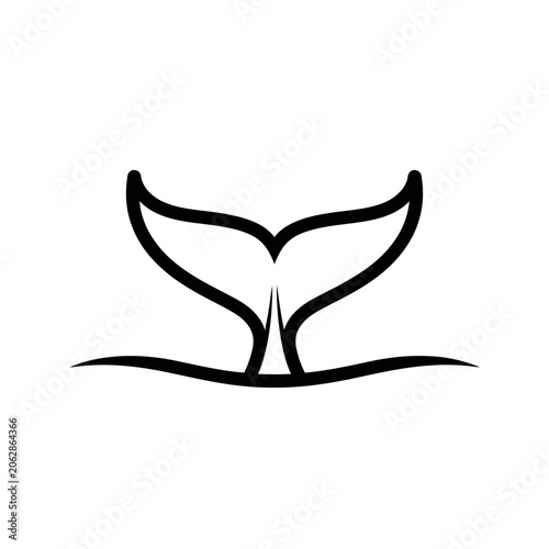 Black whale tail icon illustration.