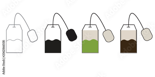 Tea bag icon set on white background . Teabag symbol. Herb tea bag packaging , vector illustration .