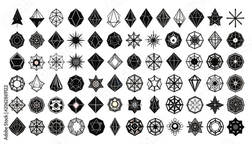 Various black and white geometric shapes.