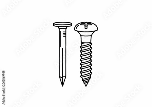 Nail and Screw Fasteners Essential Tools for Construction and DIY Projects.