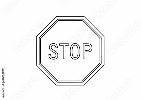 Outline Drawing of a Stop Sign for Coloring Activities.