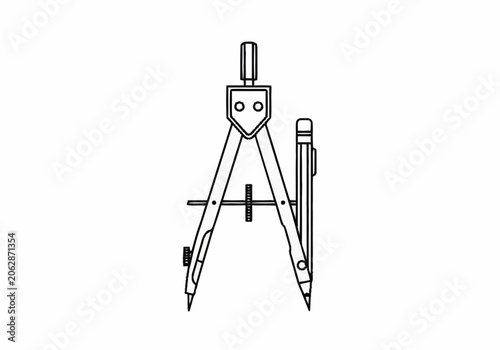 Precision Drawing Compass with Pencil for Technical Illustrations.