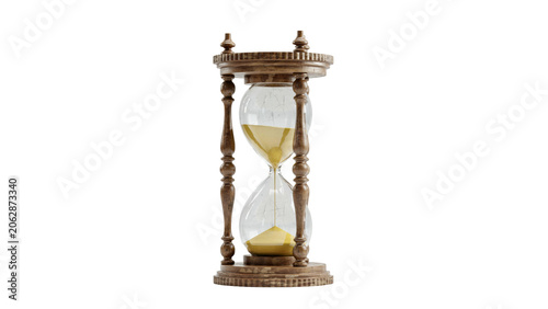 Картината върху платно Vintage wooden hourglass with flowing yellow sand measuring passing time