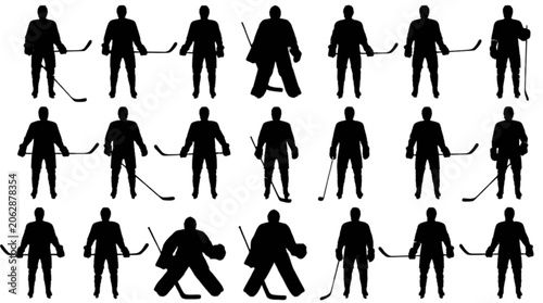 Photos Ice hockey players in various action poses isolated on transparent background, V
