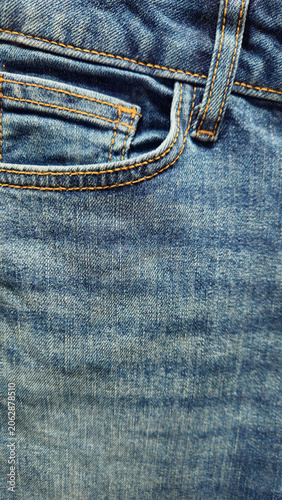 Close-up of blue denim jeans texture background