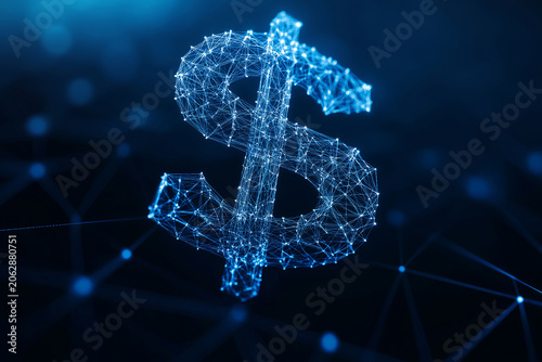 Wealth and value in a digital symbol. The wealth concept signifies digital value and abstract wealth in the wealth market.