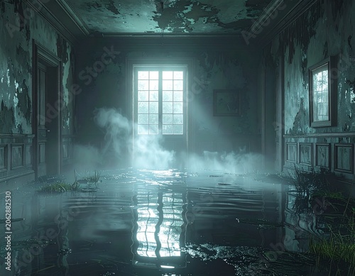 Eerie flooded abandoned room