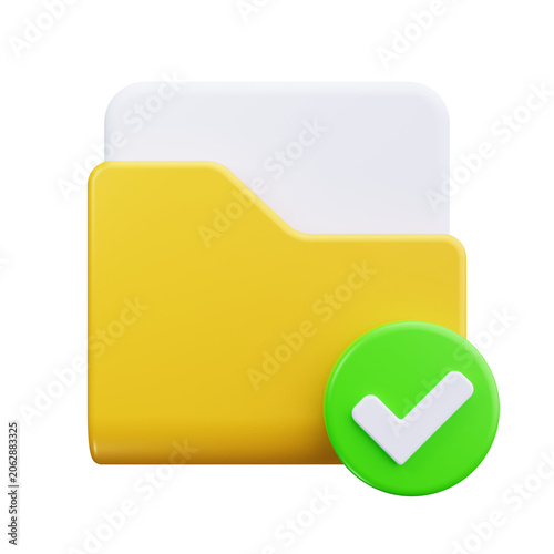 3D Folder Verified Check Mark Icon