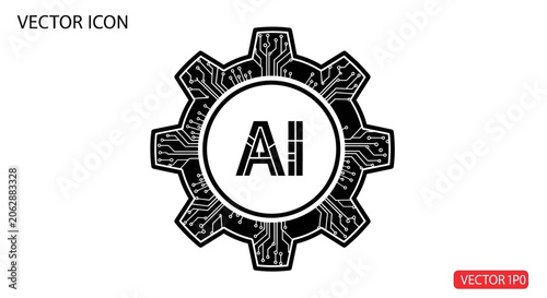 Ai technology gear icon symbol.