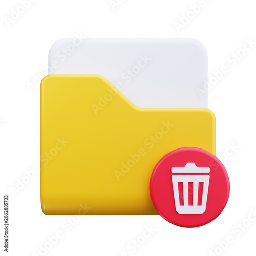 3D Folder Delete File Management Interface Icon