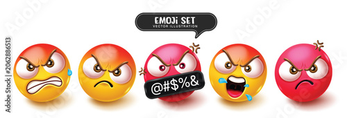 Fotografía Emoji angry expressions clipart set