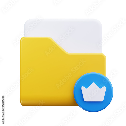 3D Folder Crown Premium File Interface Icon