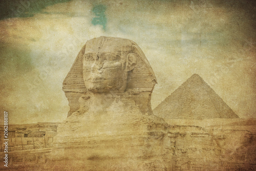 Slika na platnu Vintage image of The Great Sphinx in Giza pyramid complex, Cairo, Egypt
