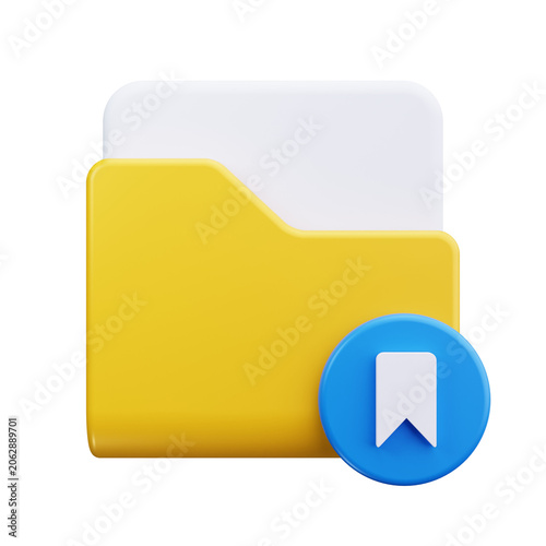 3D Folder Bookmark File Storage Interface Icon