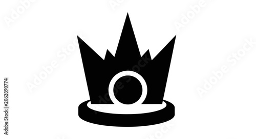 Bilde på lerret Black crown icon on pedestal base.