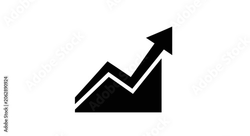 Black graph icon with arrow.