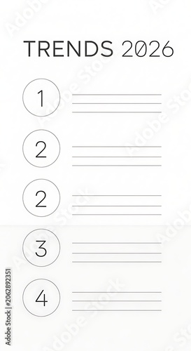 Simple numbered list template for identifying future trends and planning for the year 2026