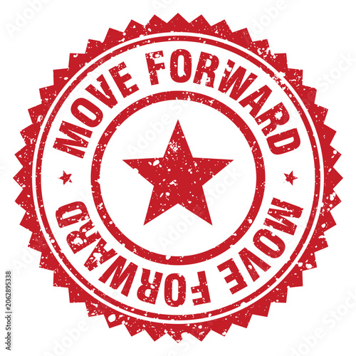 Photos move forward red grunge round stamp. move forward stamp
