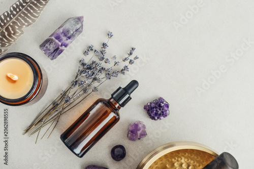 Holistic healing and mindfulness concept associated with meditation, aromatherapy, sound therapy, energy balance, relaxation rituals, massage treatments, and spiritual self-care.