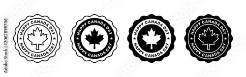 Canada Day Celebration Badge Collection with Maple Leaf Emblems and National Holiday Symbols Set