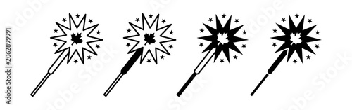 Canvas-taulu Set of Five Firework Explosions in Night Sky.